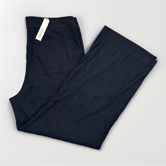 Chico's Pants - Chico's Women's Linen Wide Leg Pants Size 16 R Navy Pull On Stretch NWT $99